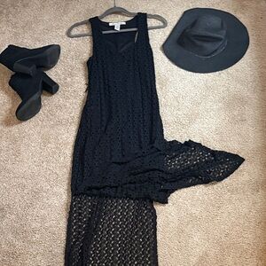 Early 2000s American Rag Lace Black Dress